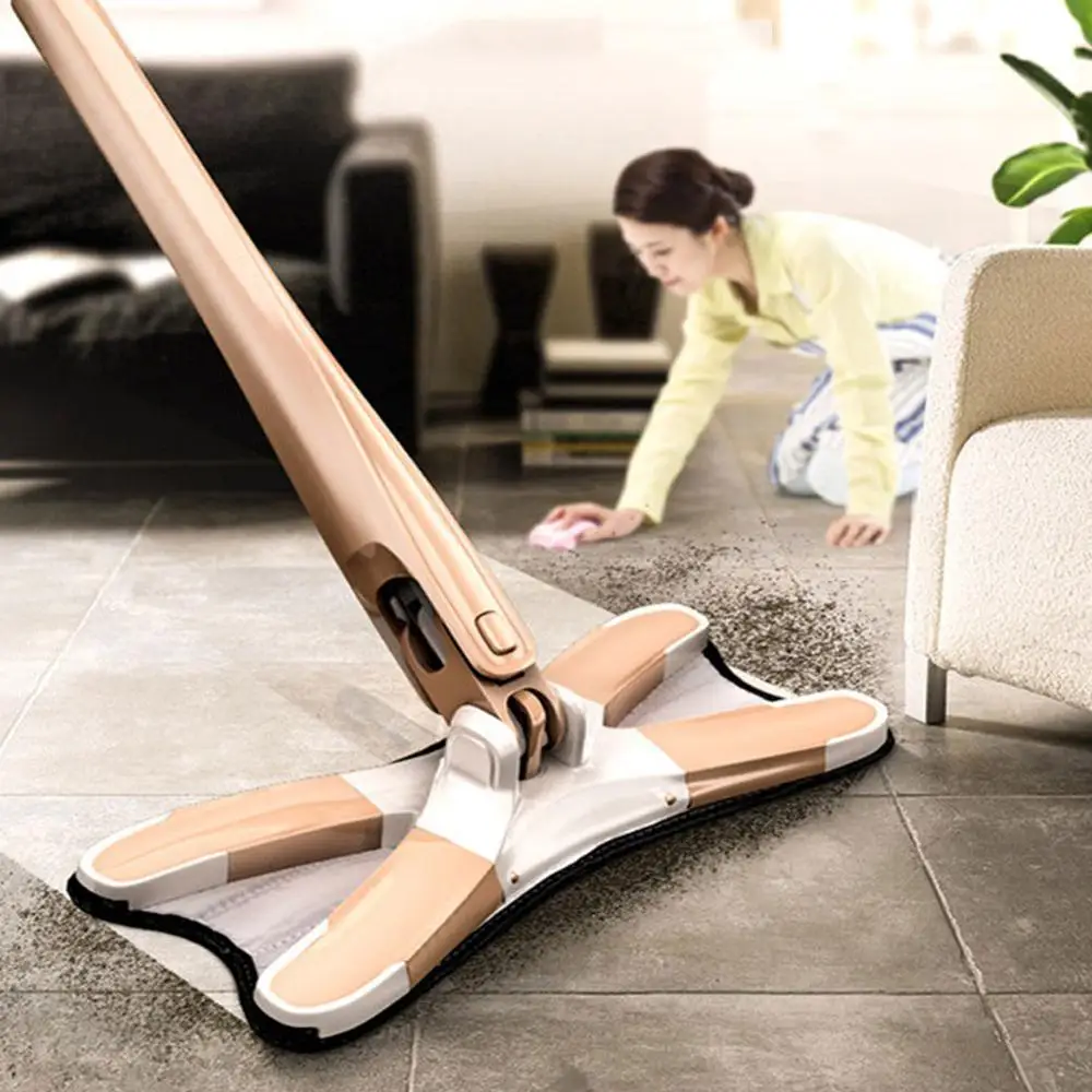 

X-type microfiber floor mop with 3pc mop cloth replace hand-free wash flat mop manual extrusion mop spin household cleaning tool