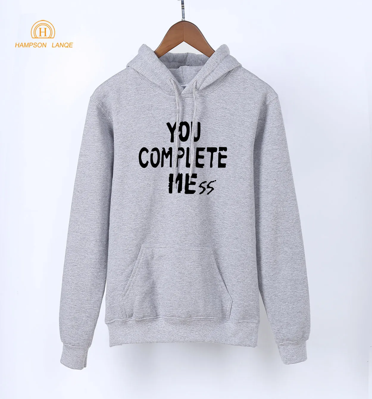 Забавные толстовки для взрослых с надписью You Complete Mess Me Harajuku, толстовка, весна-осень, Kawaii, женская синяя Толстовка с капюшоном, Повседневная Уличная одежда, S-XXL