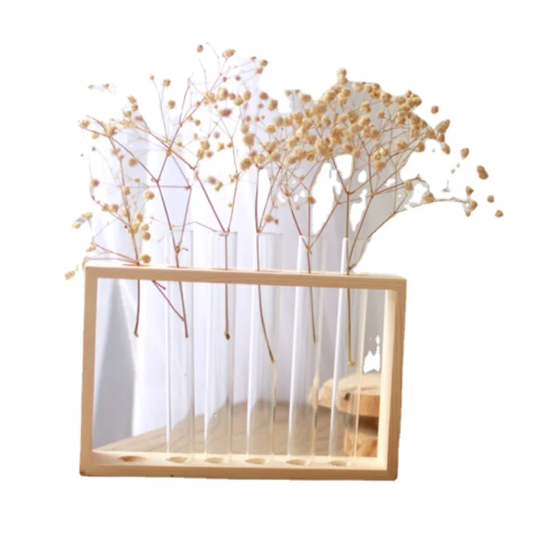 

Wood Ornaments To Hang Test Tube Ceramic Vases for Plants Office Desktop Decoration Crafts Supplies Memorial Gifts for Friend B