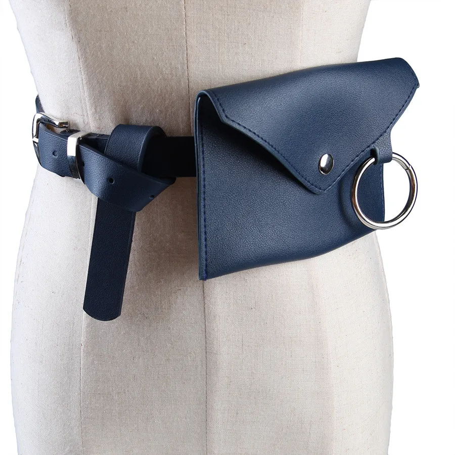 Classic Womens Waist Pack Casual PU Leather Belt Bag Vintage Waist Pouch Fanny Pack Coin Purse Luxury Round Ring Mini Phone Bag