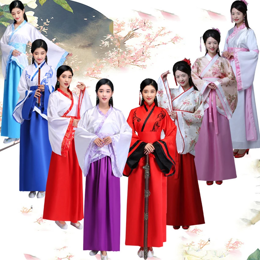 Ханьфу народное платье для женщин Древний китайский костюм династии Тан Стиль Необычные Vestidos винтажные вечерние танцевальные праздничные наряды