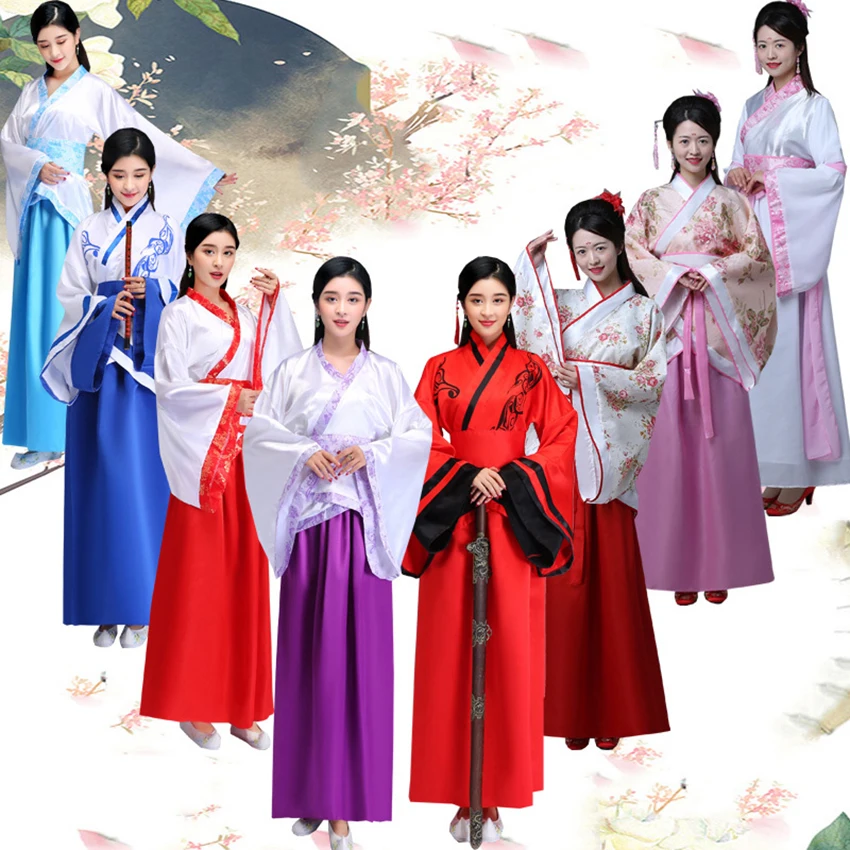 Hanfu народное платье для женщин Древний китайский костюм династии Тан Модные