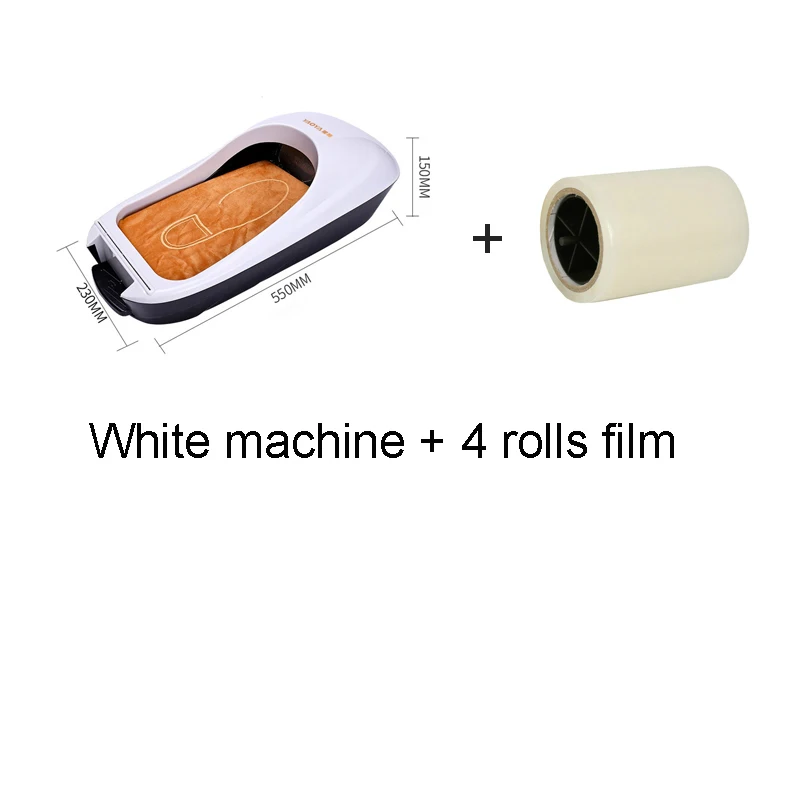 White 4 roll film Автоматическая машина для изготовления бахилов, мембранный диспенсер для обуви с пленкой, покрытие для подошвы для дома, отеля, офиса, пылезащитная крышка, белый цвет - Цвет: White 4 roll film