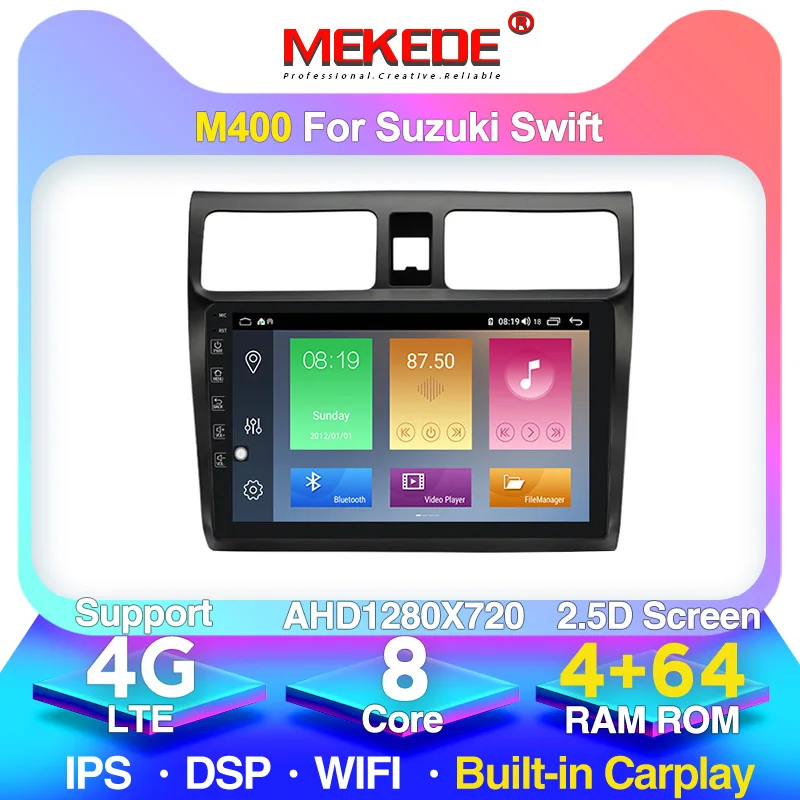 MEKEDE M400 4G+64G 1024x600 Android 10 DSP Car Radio Multimedia Player For Suzuki Swift 2003-2010 2007 Navigation GPS 2 din DVD