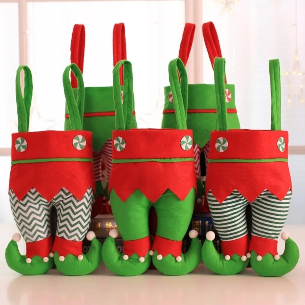 1pc Creative Candy Bag Christmas Elf Red Wine Bottle Set With Feet Christmas Child Gift Bag Candy Storage Bags Hot Sale