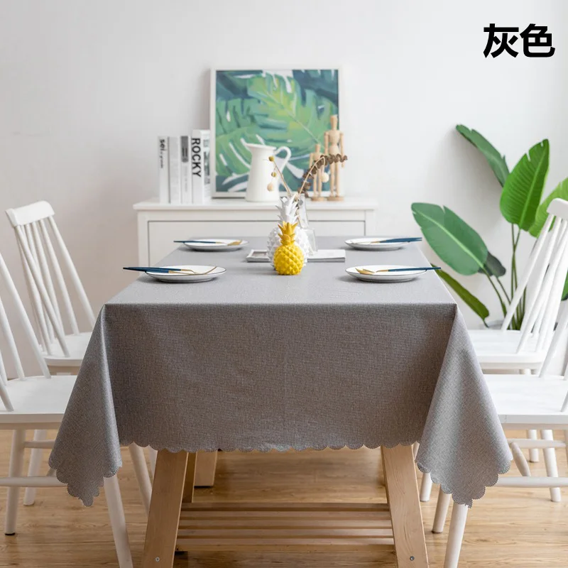 Pvc Tablecloth Restaurant Coffee Table Waterproof Anti-scalding Oil-proof Tablecloth Desk Cloth Rectangular Plain Table Cover