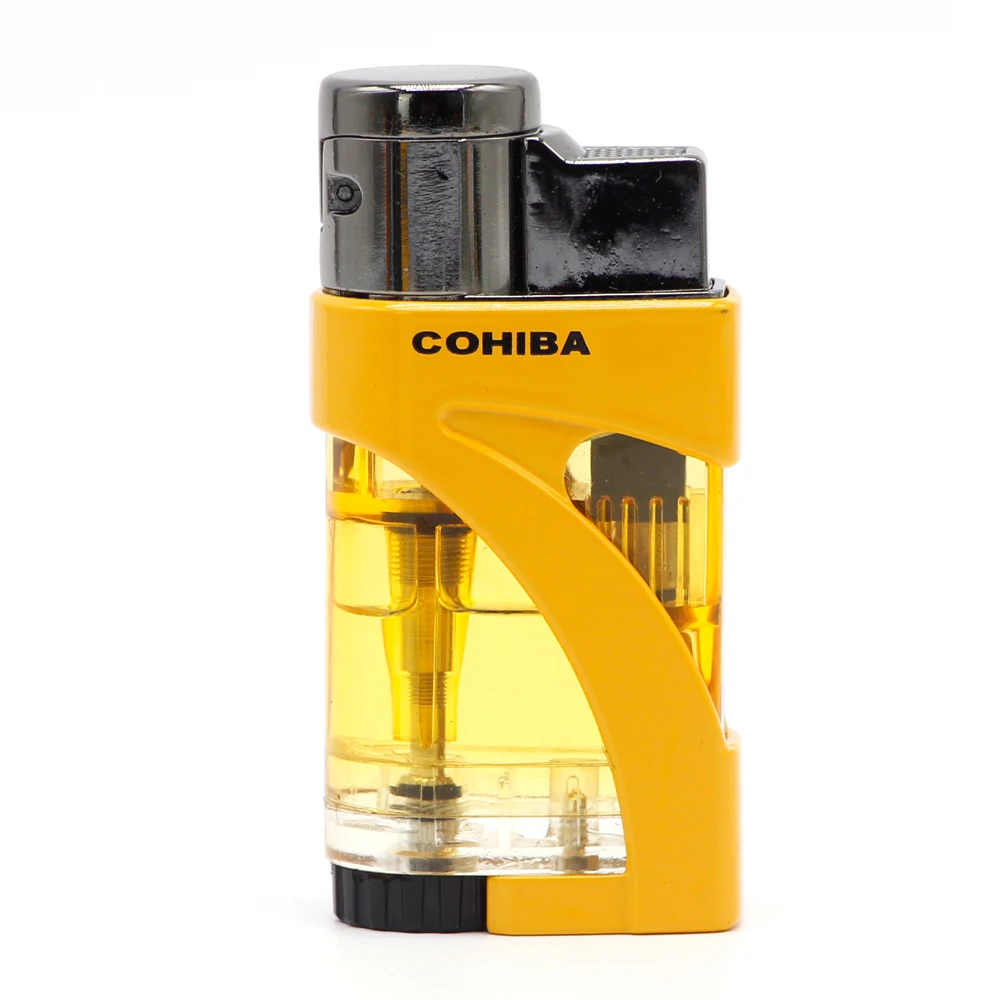 COHIBA пластиковая зажигалка с защитой от ветра 2 Факел Пламени Бутан газовая