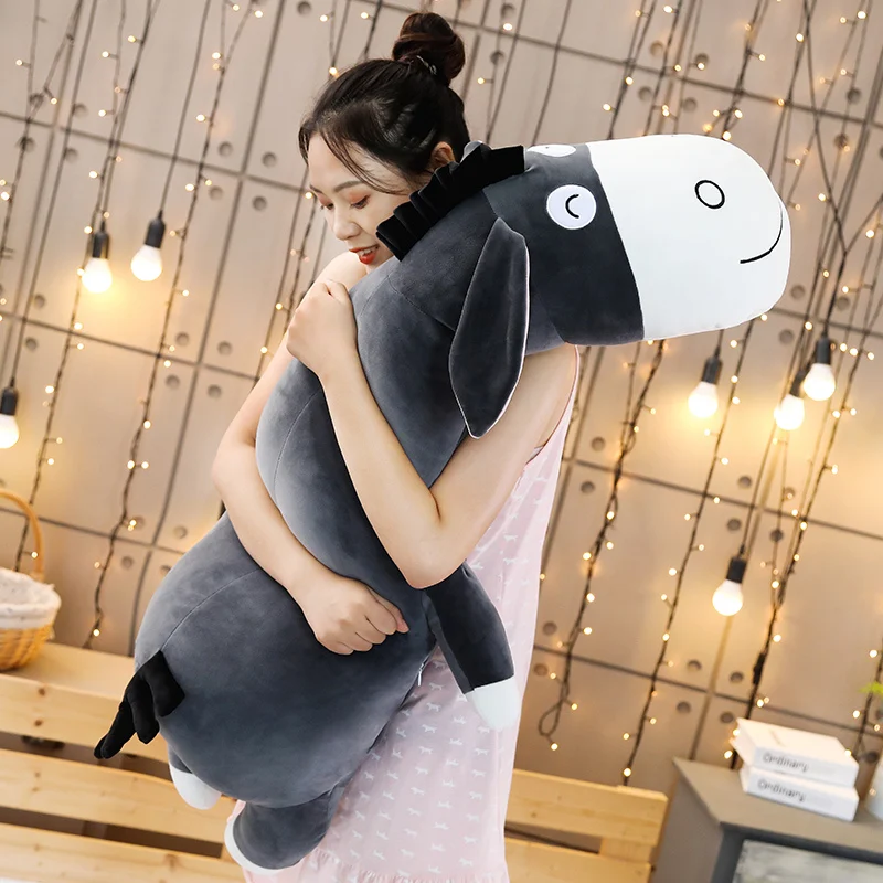 70~120cm Cute Lying Squishy Donkey Doll Elastic Plush Ultra Soft Animal Toy Bolster Plushie for Children Birthday Gift | Игрушки и хобби
