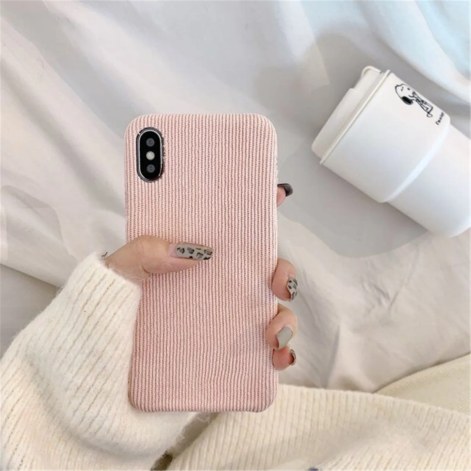 Простая скатерть текстуры зимние чехлы для телефонов iPhone 11 Pro Max XR XS Max 6 6S 7 8 Plus X Мягкая из вельветовой ткани теплая задняя крышка