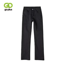 Gplus, зимние теплые джинсы для женщин, высокая талия, прямые брюки размера плюс, джинсы из флиса, джинсовые женские брюки, женские джинсы C6678