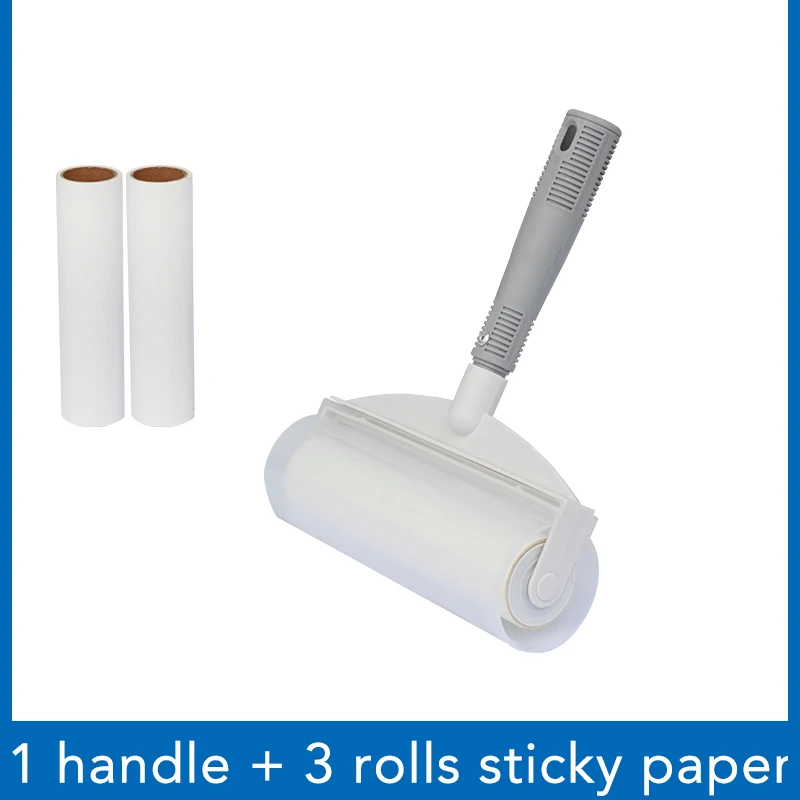 roller and 3 paper Портативный липкий ролик для удаления ворса с крышкой для домашних животных, пылеудалитель, барабан для удаления ворса, очиститель пыли для волос, тканевая мебель для собак, кошек, шерстяной лист - Цвет: roller and 3 paper