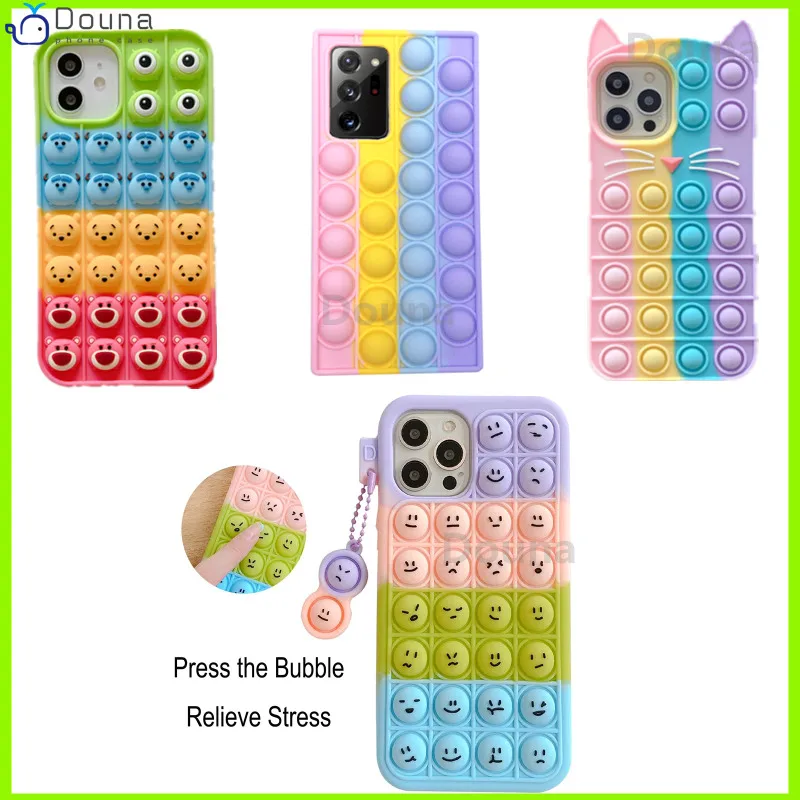 Чехол Bubble Pop для Oppo A15 A15s A52 A72 A92 A7 A8 A53 A5 2020 A54 A93 Reno 6 4 Lite мягкий силиконовый Радужный