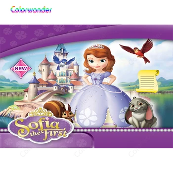 

Cartoon Sofia Castle Princess Baby Shower Children Birthday Party Photography Backdrop Photographic Backgrounds For Photo Studio