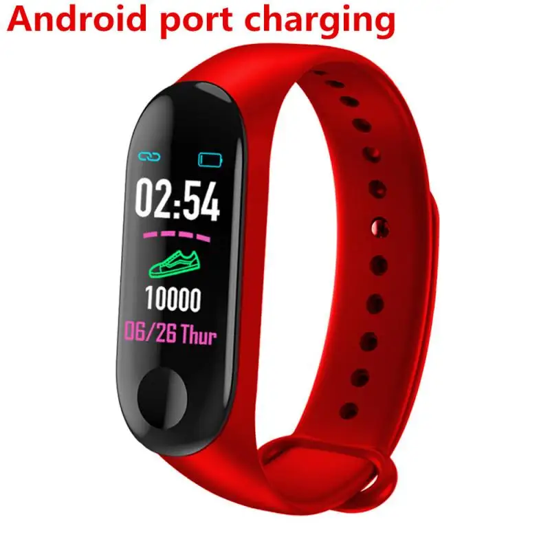 Android red Смарт Bluetooth 4,0, шагомер, фитнес-трекер, браслет, счетчик шагов M3 Plus, фитнес-часы для измерения пульса и артериального давления - Цвет: Android red