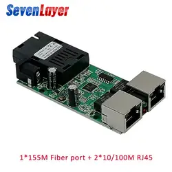 Волоконно-оптический Media Converter 2 RJ45 1 SC 10/100 M коммутатор конвертер 20 км Ethernet мини одиночный режим волокно Порты и разъёмы платы