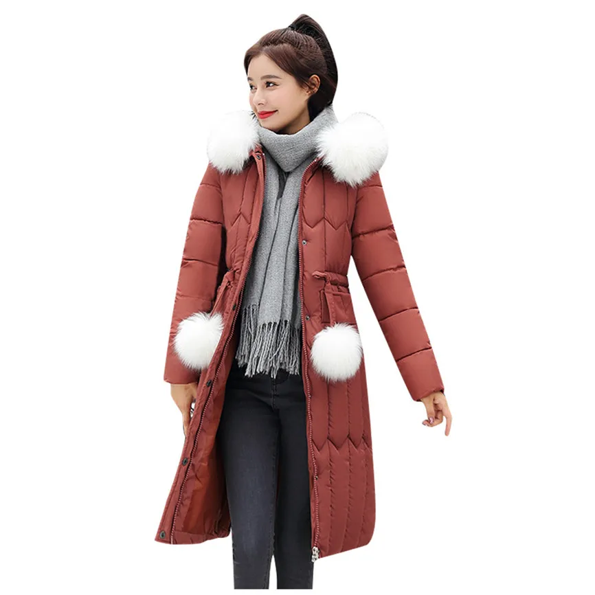 Женский пуховик, ультра-светильник, женская зимняя теплая куртка с капюшоном из искусственного меха, теплая тонкая куртка, длинное пальто, зимняя куртка для женщин - Цвет: Wine