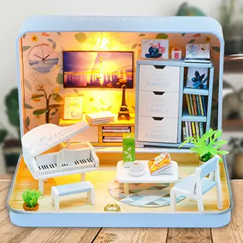 

DIY Dollhouse Kit Assembled Miniature Cottage Toy Micro Doll House Model Furnitures For Christmas Birthday Valentine's Day Gift