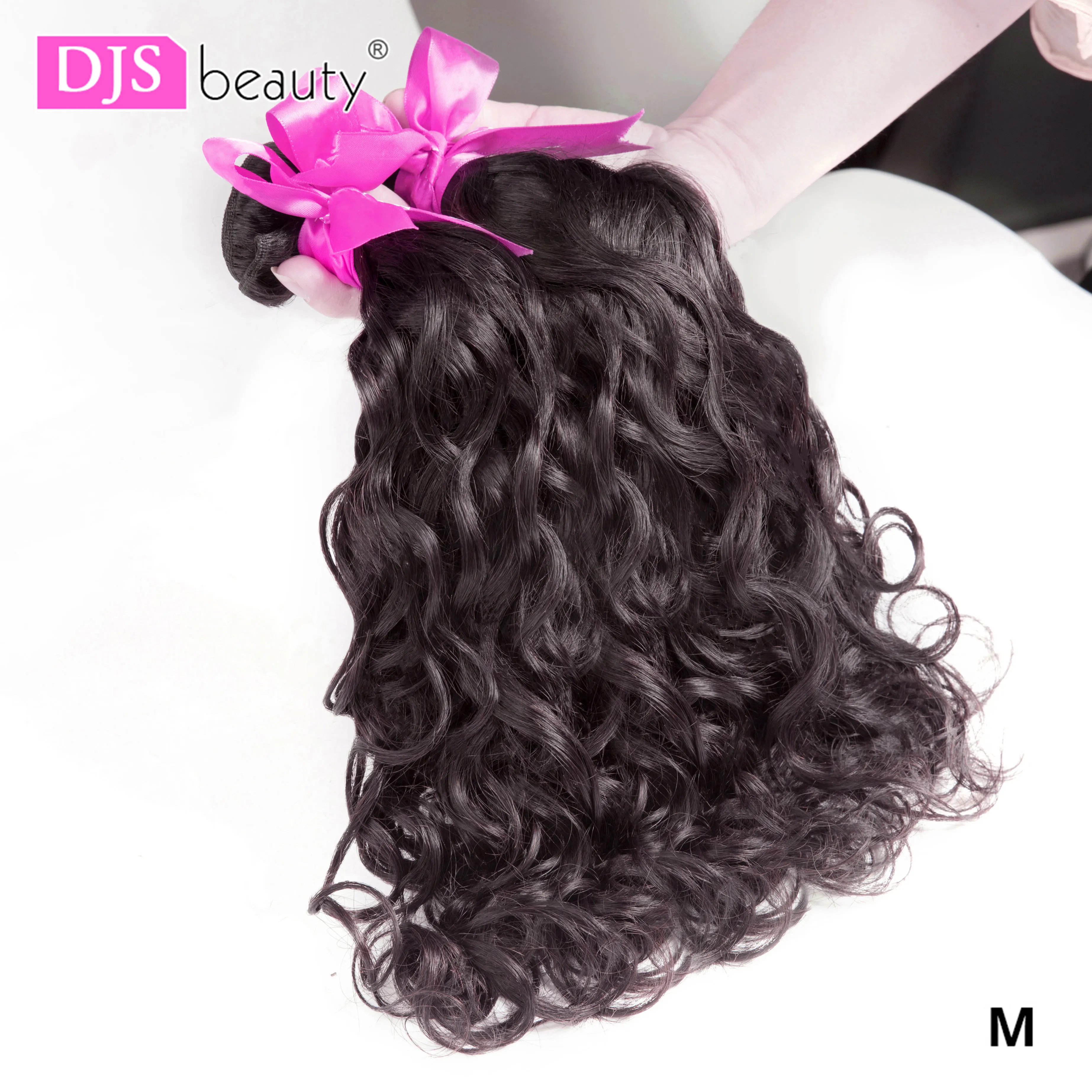 DJS Beauty Indian Water Wave Human Hair Bundles Deals for Black Women Natural Color Weave Extensions | Шиньоны и парики