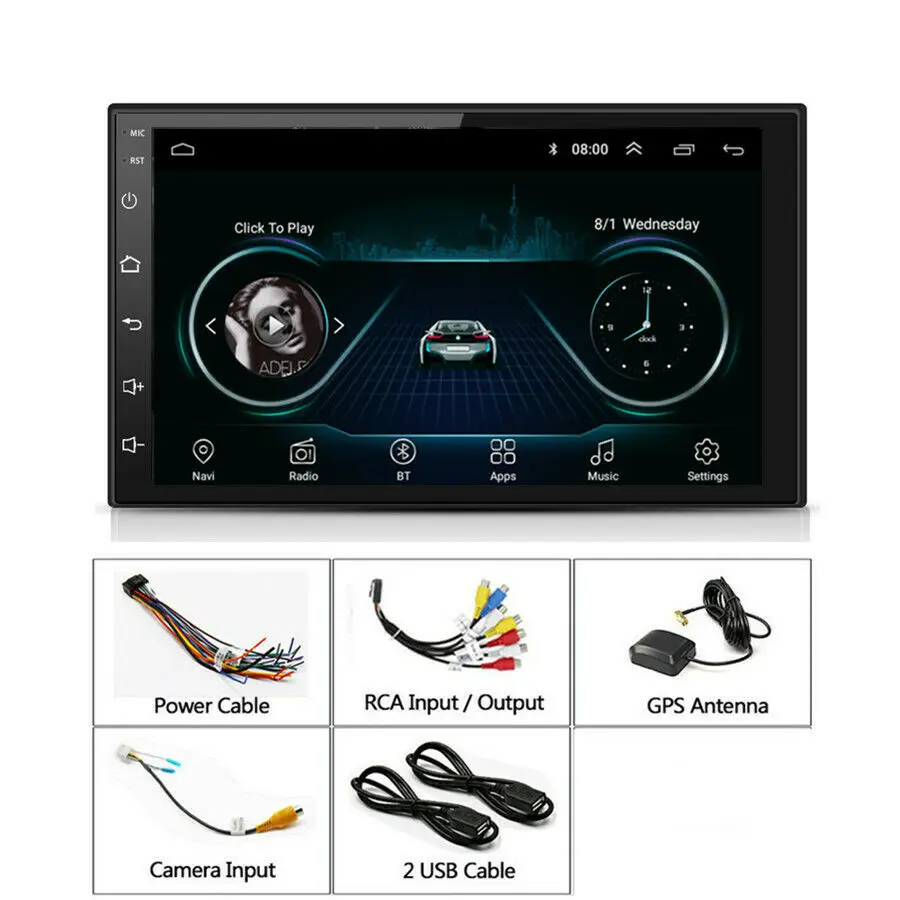 Универсальный " 2Din Android 9,1 автомобильный стерео аудио радио 1024*600 автомобильный мультимедийный плеер gps навигация Bluetooth Wifi FM Зеркало Ссылка