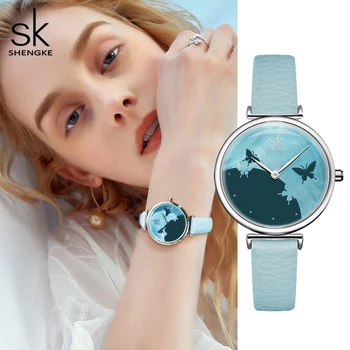 

Shengke Fashion Casual Quartz Women Watch Top Brand Luxury Leather Strap Ladies Clock Waterproof Wristwatch For Wife Reloj Mujer