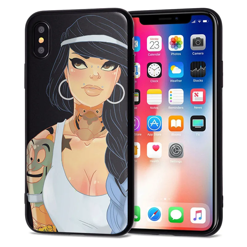 Чехол для iPhone 11 Pro, чехол для iPhone 5, 5S, 6, 6 S, 7, 8 Plus, X, XS, Max, тату, принцесса, чехол для iPhone 7, чехол из мягкого ТПУ для iPhone XR, чехол - Цвет: 09