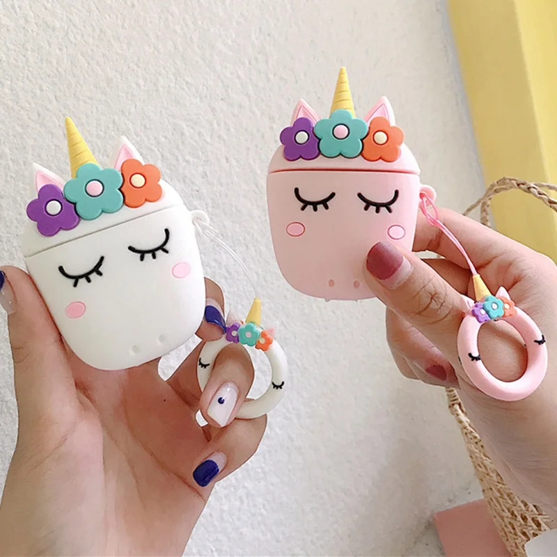 

Silicon Case For Airpods 2 Airpods Case Cute Unicorn Pink Cartoon Protective Cover Wireless Earphone Case For Air Pods 2 Cover