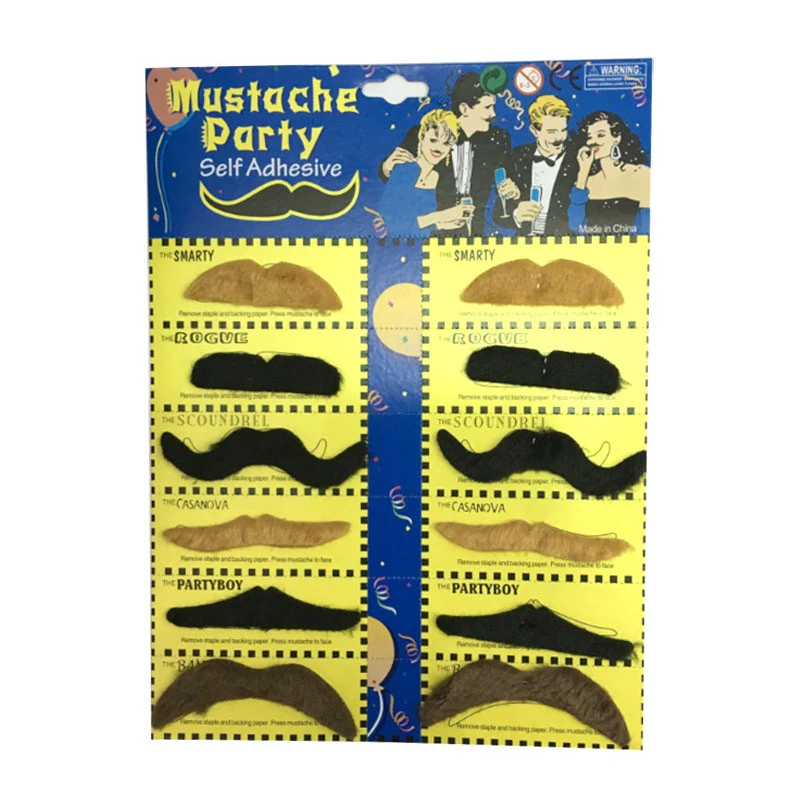 Funny Costume Halloween Party Mustache Cosplay Props Fake Moustache Fake Beard For Kids Adult Halloween Home Deco 12pcs halloween decoration props fake mustache