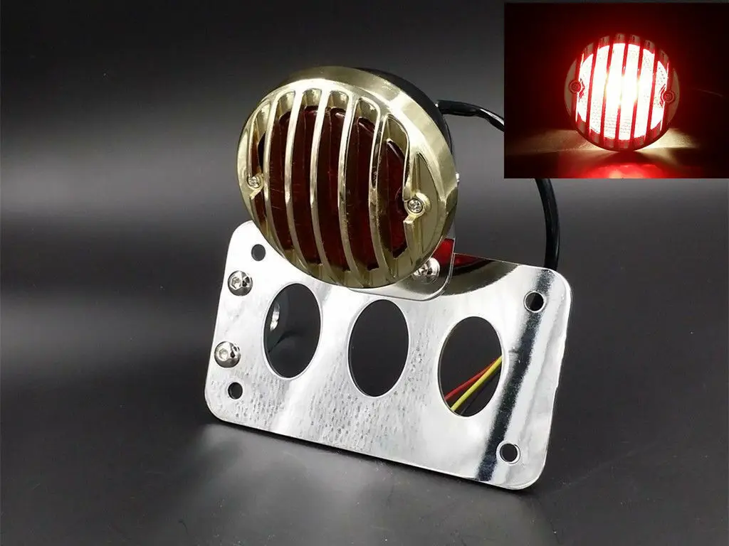 

Vertical Side Mount Grille Tail Light License Plate Bracket XS CB Bobber Chopper