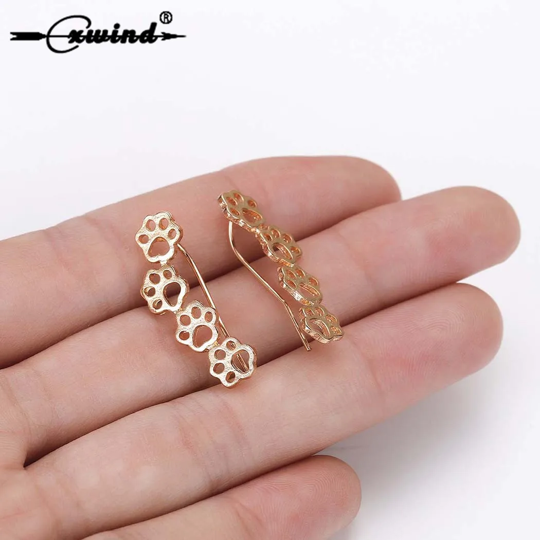 Cxwind/модные серьги гвоздики в виде животных медведя кошки лапы для девочек милые
