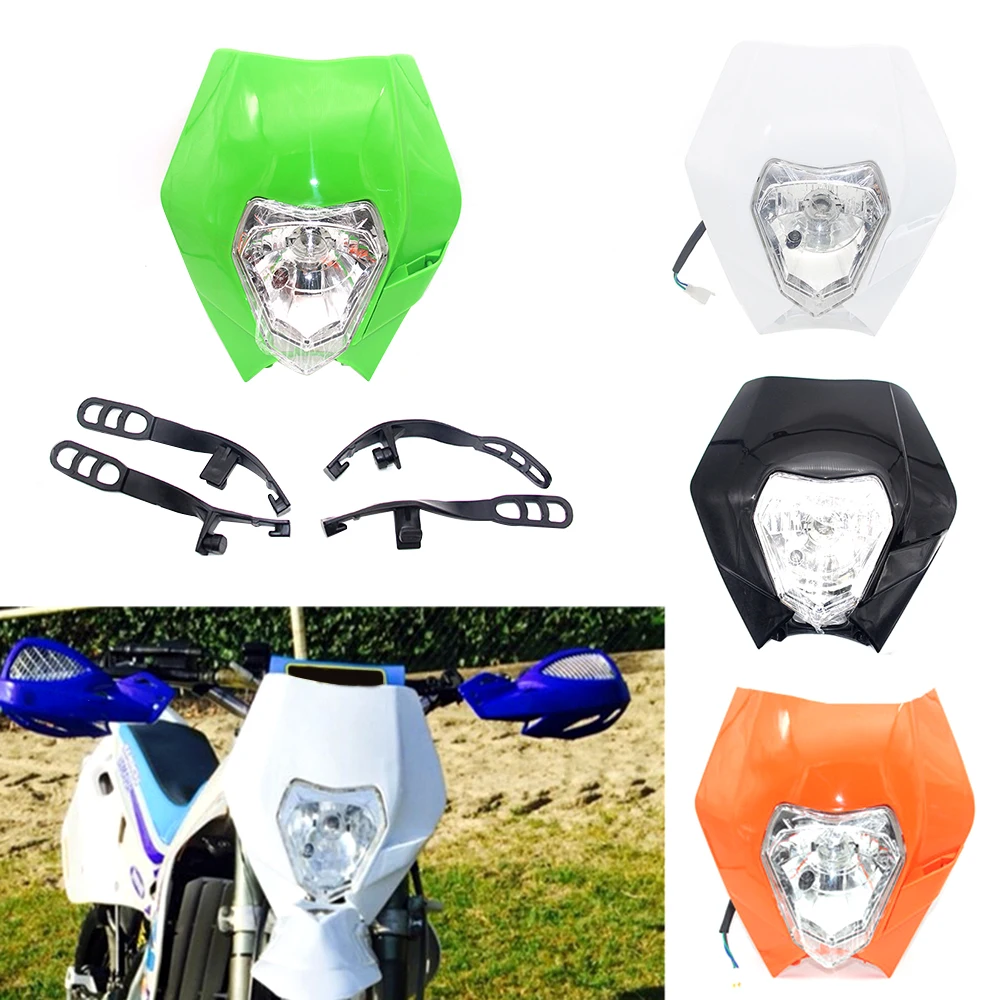 Green Универсальный мотоциклетный головной светильник для мотокросса Dirt Bike Двойной спортивный налобный фонарь Supermoto головной светильник для KTM SMR EXC XC XCF аксессуары - Цвет: Green