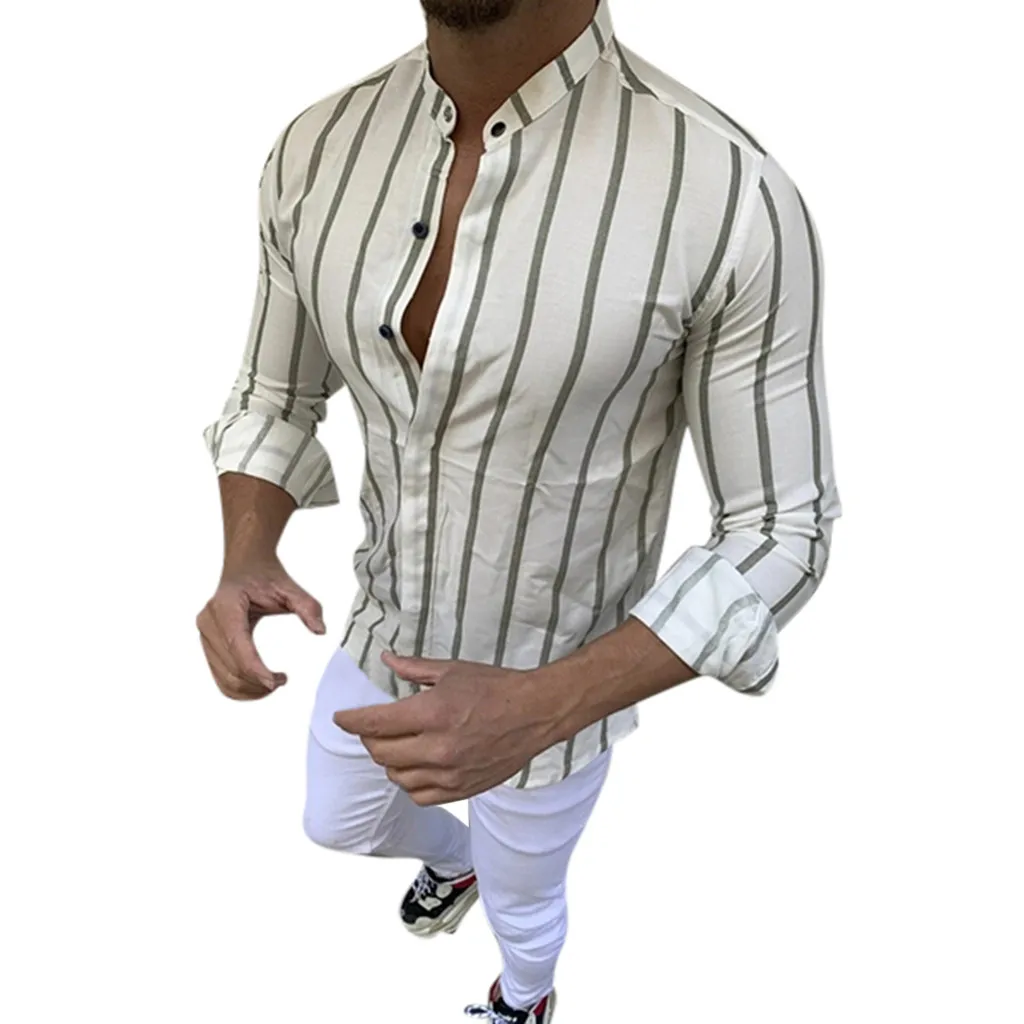 Рубашка camisa masculina мужские рубашки chemise homme уличная рубашка мужские Рубашки повседневные полосатые с длинным рукавом рубашка мжужская Z4