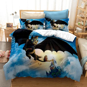 

Home Textile 3D How To Train Your Dragon Printed Bedding Set Children Duvet Cover Set Pillowcase Europe/USA/Au King Size 02
