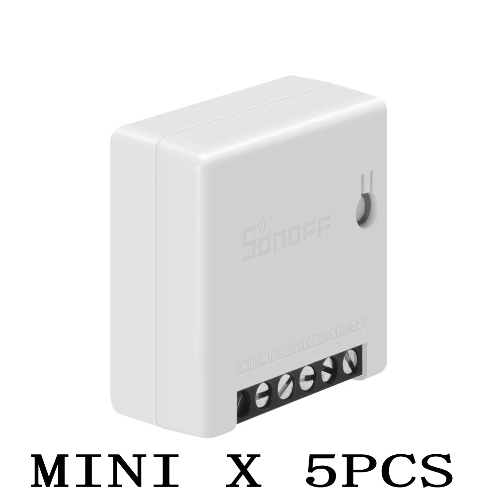 SONOFF MINI 5PCS Интеллектуальный выключатель света SONOFF экшн-камера с Wi-Fi подключением переключатель Поддержка app/LAN смарт-таймер модуль 10A 2 позиционный переключатель голосового дистанционного Управление Сделай Сам работать с Alexa Google Home - Комплект: SONOFF MINI 5PCS