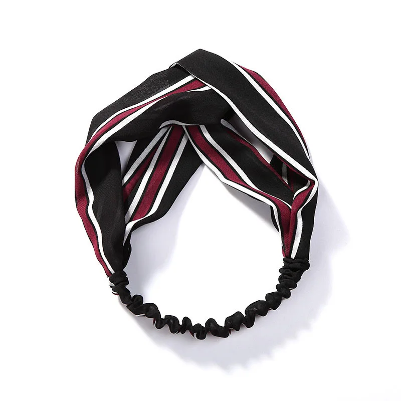 style 9 black stripe Женская замшевая повязка на голову; сезон весна-осень; Винтажные эластичные резинки для волос с перекрестным узлом; мягкая однотонная повязка для волос для девочек; аксессуары для волос - Цвет: style 9 black stripe