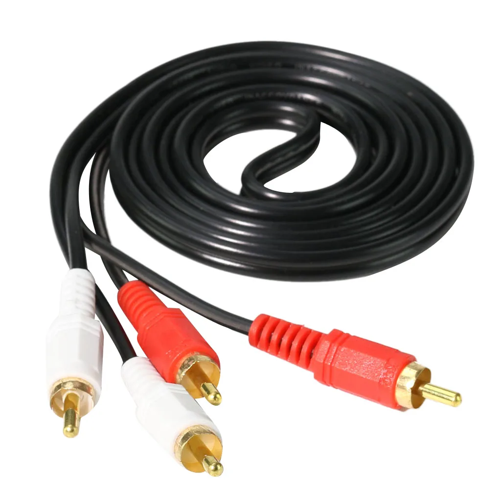 2RCA на 2RCA кабель, позолоченный (медная ракушка) (Сверхмощный) 2 RCA штекер на 2 RCA Мужской стерео аудио кабель-адаптер-4 фута