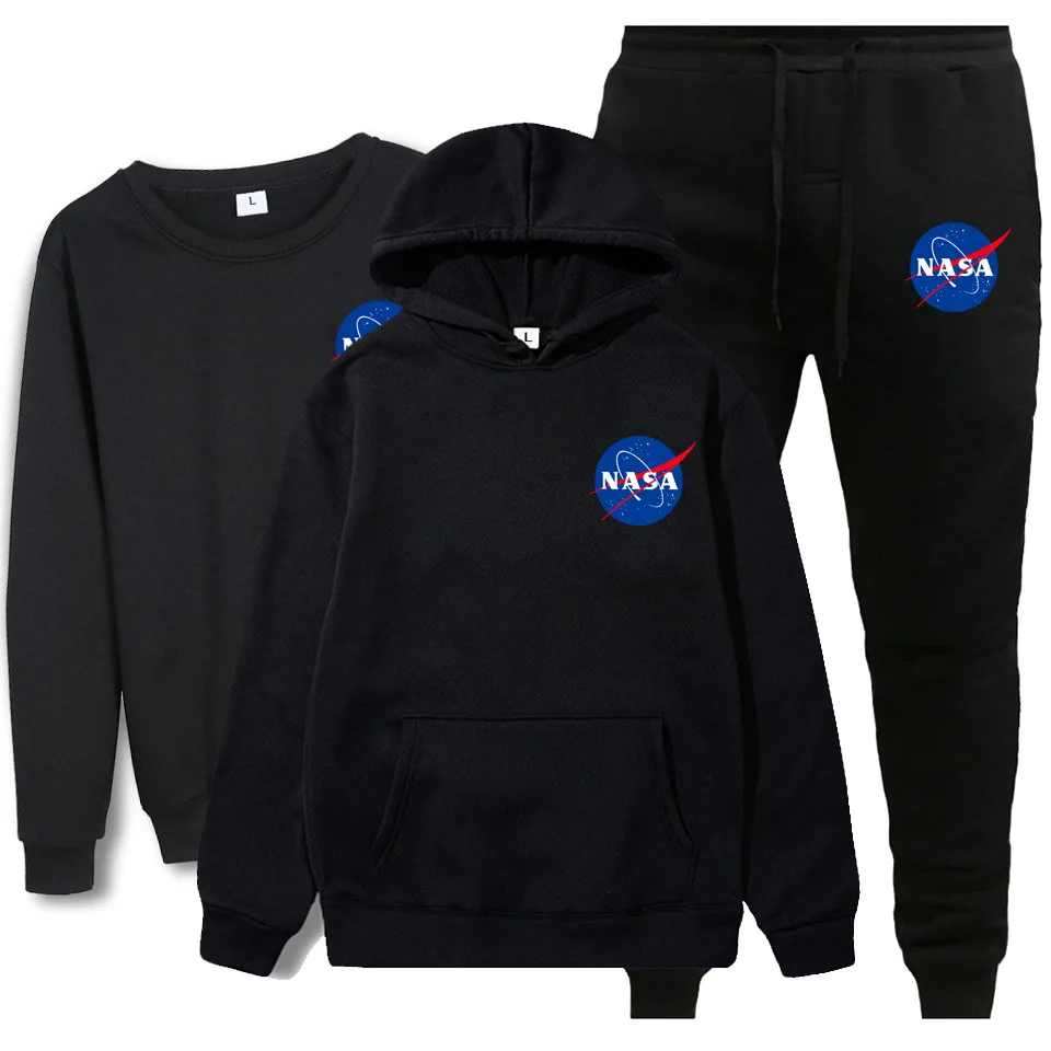 

Autumn & Winter New Style NASA Printed round Neck Sweater 3 Pieces Hoodie Sweatpants Sports Set