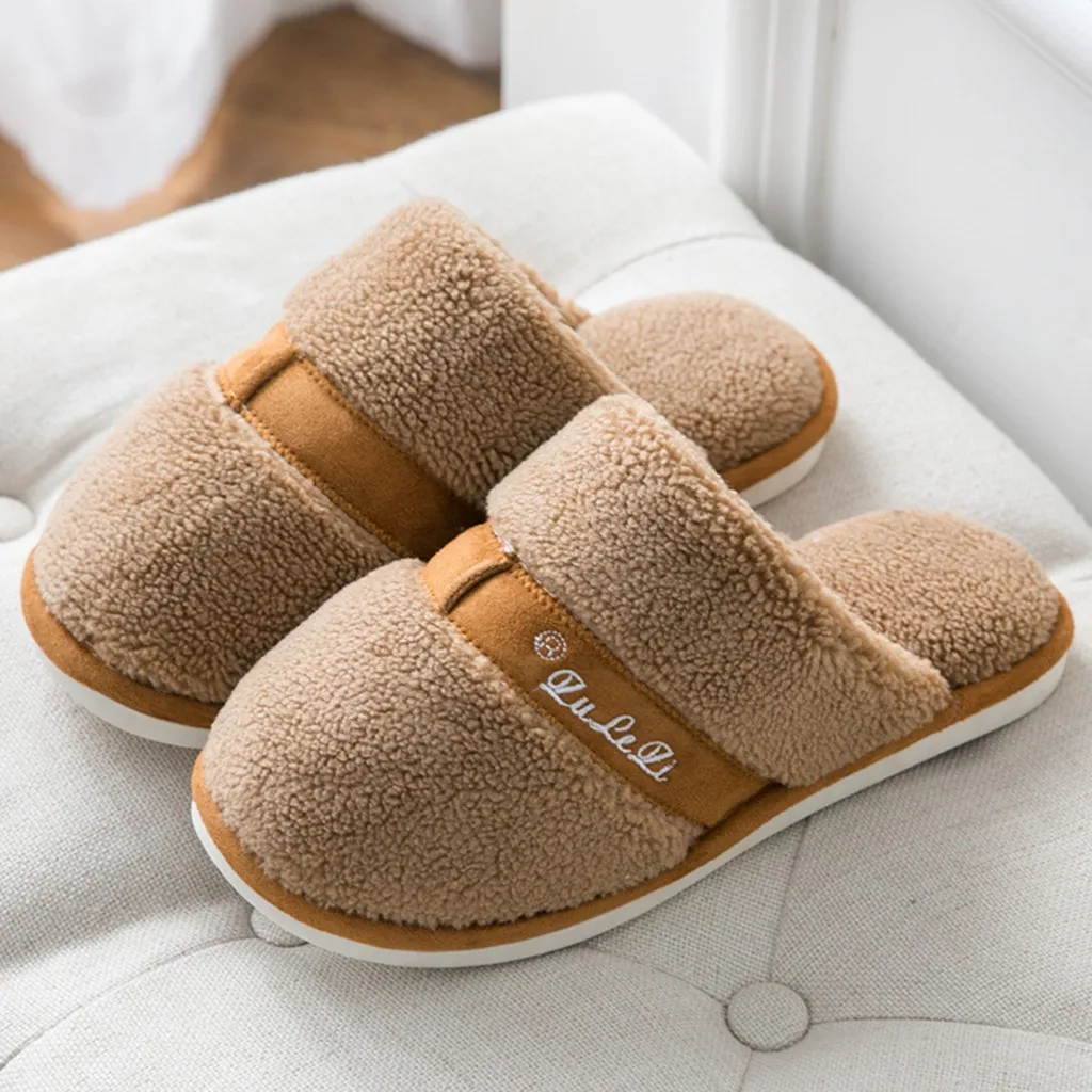 SAGACE Men Slippers Winter Warm Anti-slip Winter Floor Bedroom Shoes Cotton Plush Slippers Men Indoor