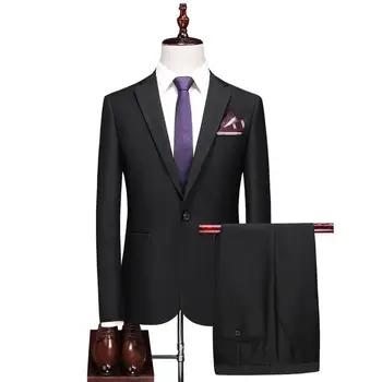 

2020 Business Men's Suit Suit Chao Brand Men Wedding Banquet Two-piece Set Suit Leisure Men's Wear