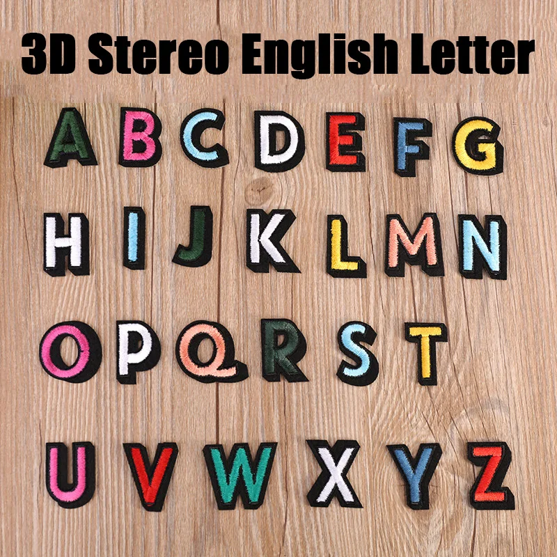 

A-Z 1PCS 3D Stereo Embroidery English Alphabet Letter Embroidered Iron On Patch For Clothing Badge Paste Clothing chapter