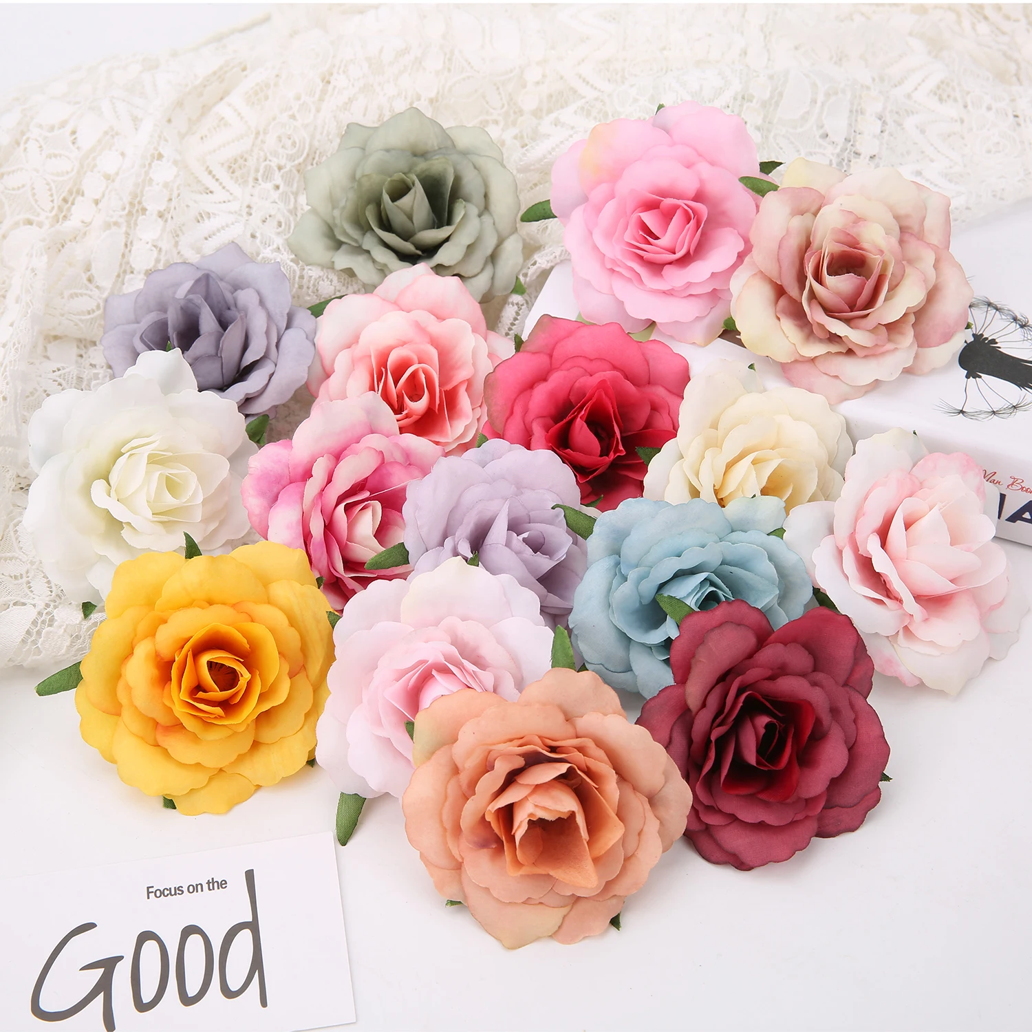 

10PCs Silk Rose Artificial Flowers 7cm Cheap Fake Flower Quality Wedding Decoration For Home Room Decor Party Garden DIY Wreath