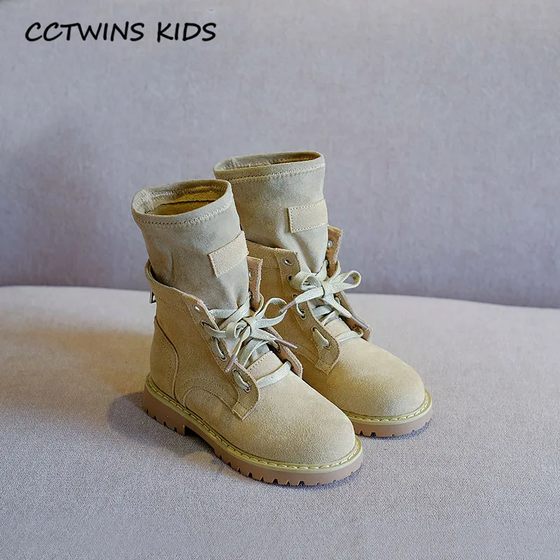 Хаки CCTWINS/детская обувь; коллекция года; осенние ботинки до середины икры для маленьких девочек; модная детская обувь из натуральной кожи; брендовые Ботинки martin для мальчиков; MB100 - Цвет: Хаки