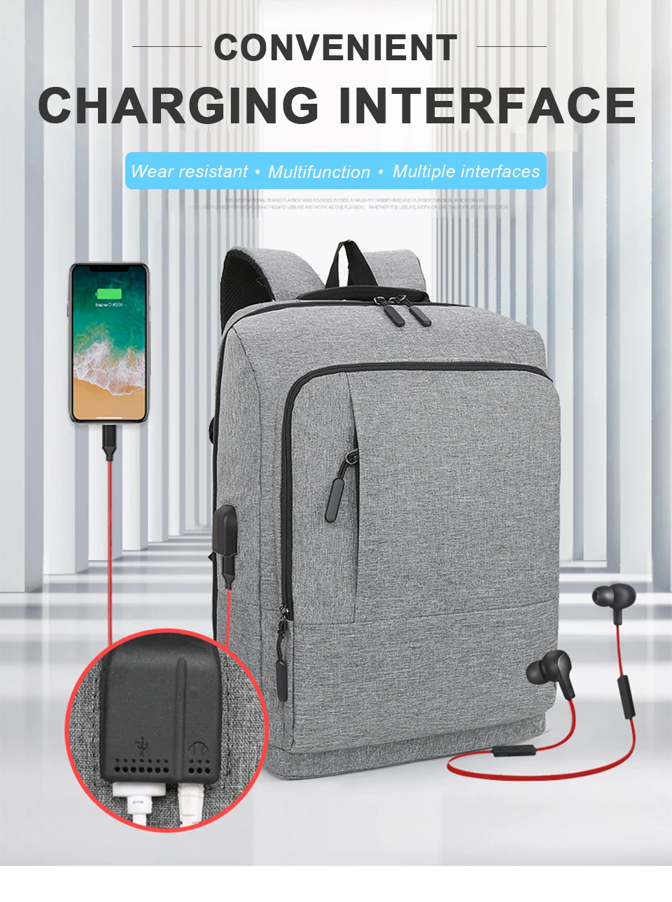 Business Backpack Smart Bagpack Laptop 15.6 Inch Men Travel Women Back Pack USB Charging Waterproof Notebook Male Female Bags (2)