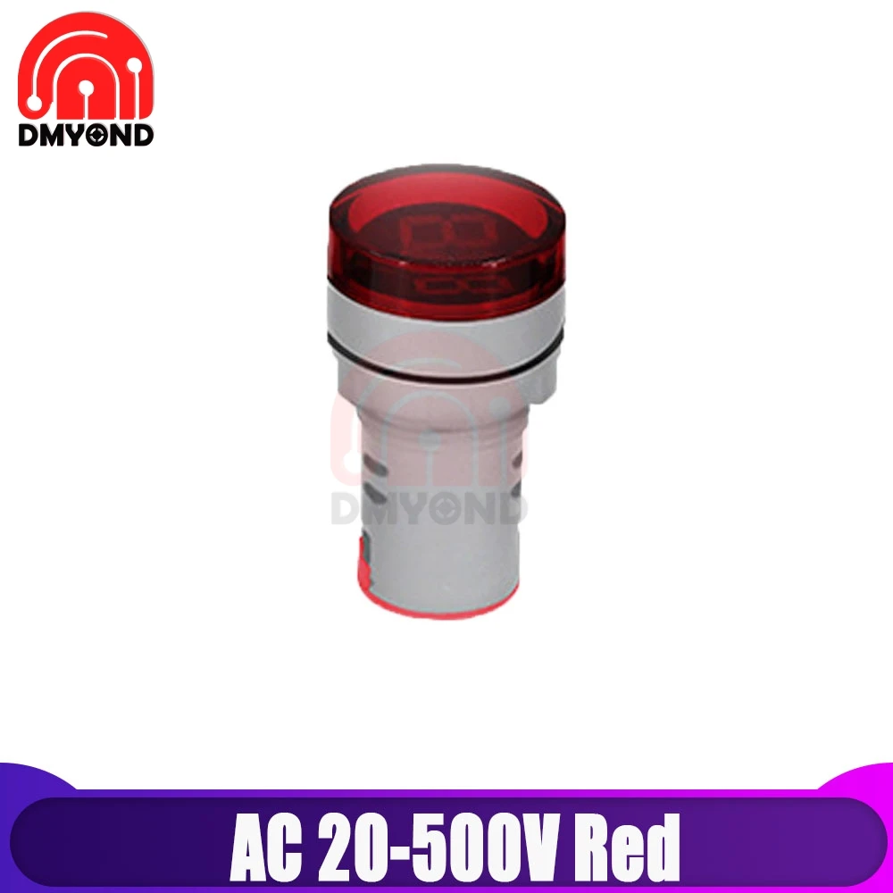 AC 20-500V Red 22 мм круглый светодиодный цифровой вольтметр Амперметр AC 20 V-500 V 60V Синий Красный Ток Напряжение Герц частотомер сигнальный светильник lndicator - Цвет: AC 20-500V Red