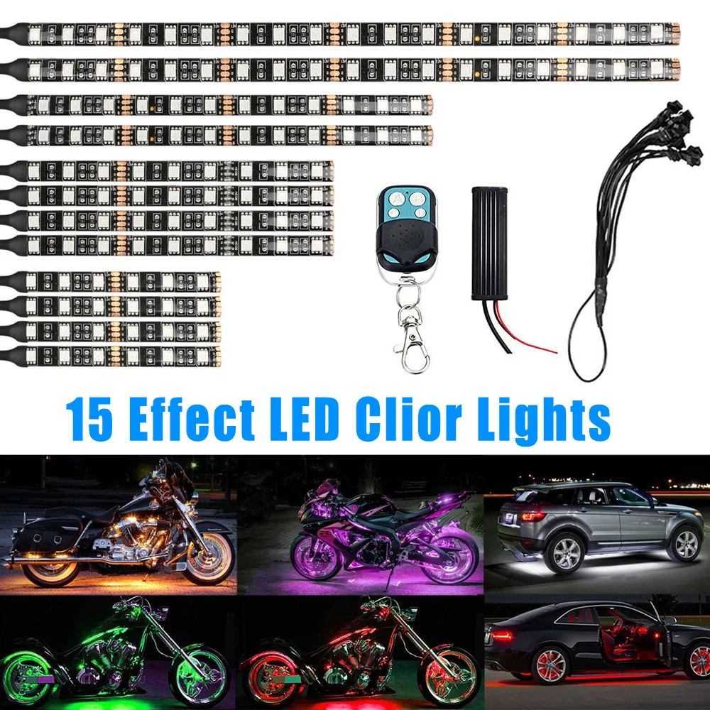 12 шт. мотоцикл RGB светодиодный неон под светящиеся огни полосы 120 светодиодный Универсальный