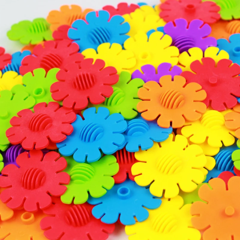 100/300 pcs Blocks Building Plastic Snowflake Interconnecting Construction Toys Children 3D Puzzle Kindergarten Baby Game Toy