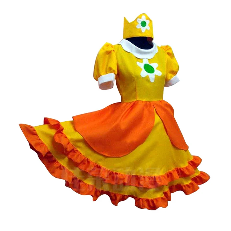 Game Super Mario Cosplay Costumes Women Girls Princess Daisy Dress Skirt Jumpsuits Party Halloween Masquerade Suit