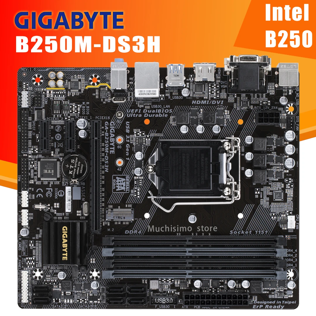 new pc motherboard Gigabyte B250M-DS3H Motherboard LGA 1151 Support 6th/7th-Gen i7 i5 i3 DDR4 64GB M.2 SSD Desktop Intel B250 Placa-Mãe 1151 pc motherboard cheap