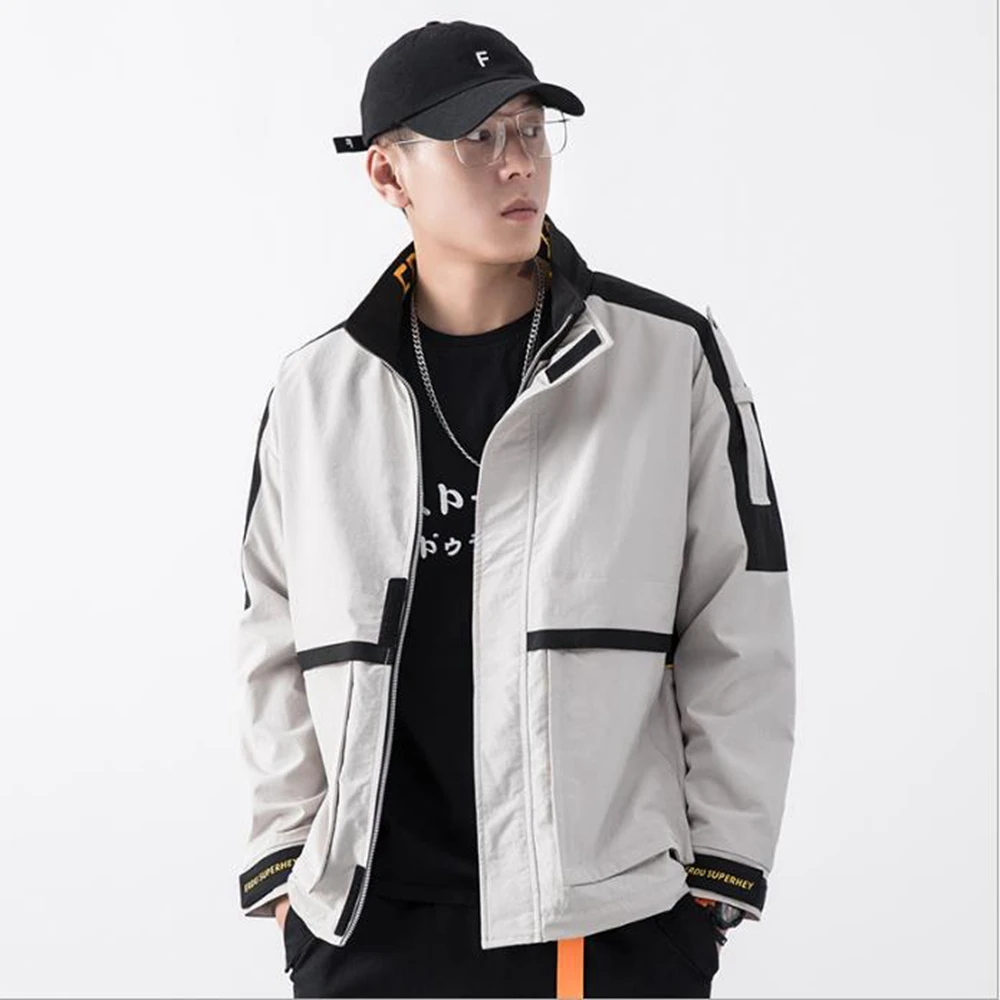 Autumn jacket men spring jackets mens solid color street Hip-hop style coat newest yellow fashion clothes red lapel latest