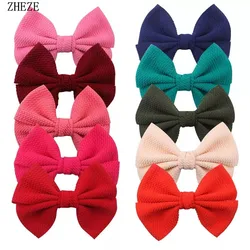 10Pcs/Lot 2021 NEW Trendy 5'' Waffles Fabric Hair Bows Clips Solid Color Hairpins For Women DIY Girls Hair Accessories Mujer