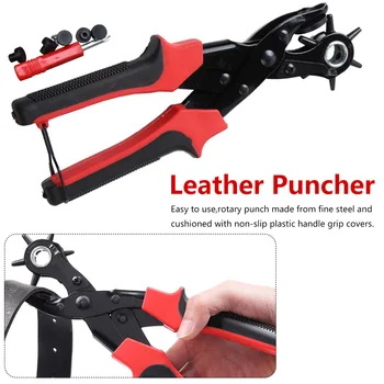 

Belt punching pliers Revolving Leather Hole Punch Pliers Puncher Leather Cut Belt Eyelet 6 Sizes
